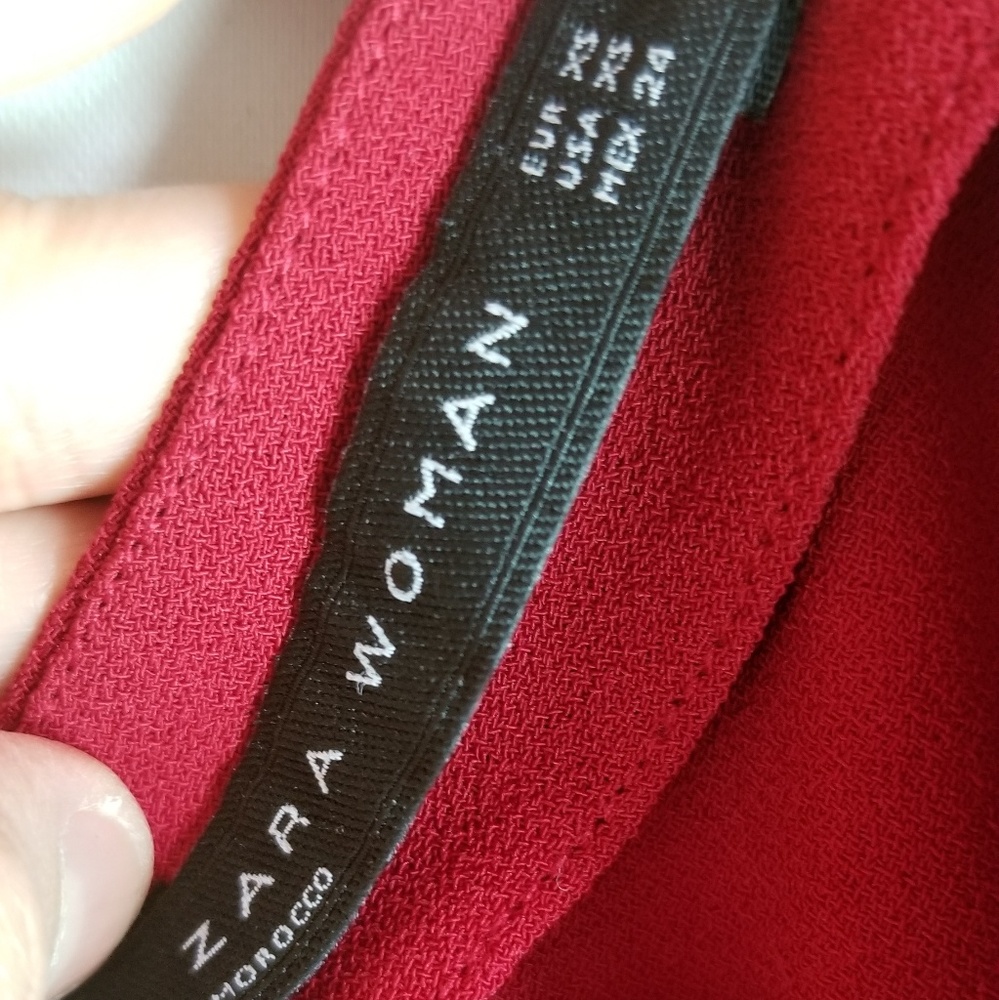 ZARA Woman Red Ruffle Sleeve Top - Picture 8 of 8